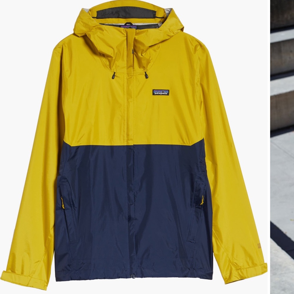 Patagonia Torrentshell Packable Blue and Yellow Rain Jacket - Picture 7 of 13